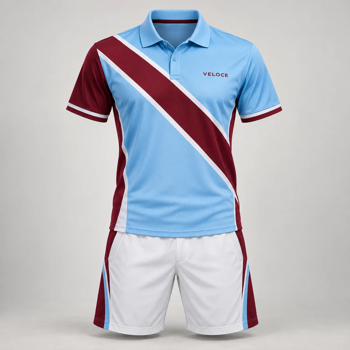 Custom Tennis Teamwear — Velocity Sky Burgundy — generated Veloce design concept